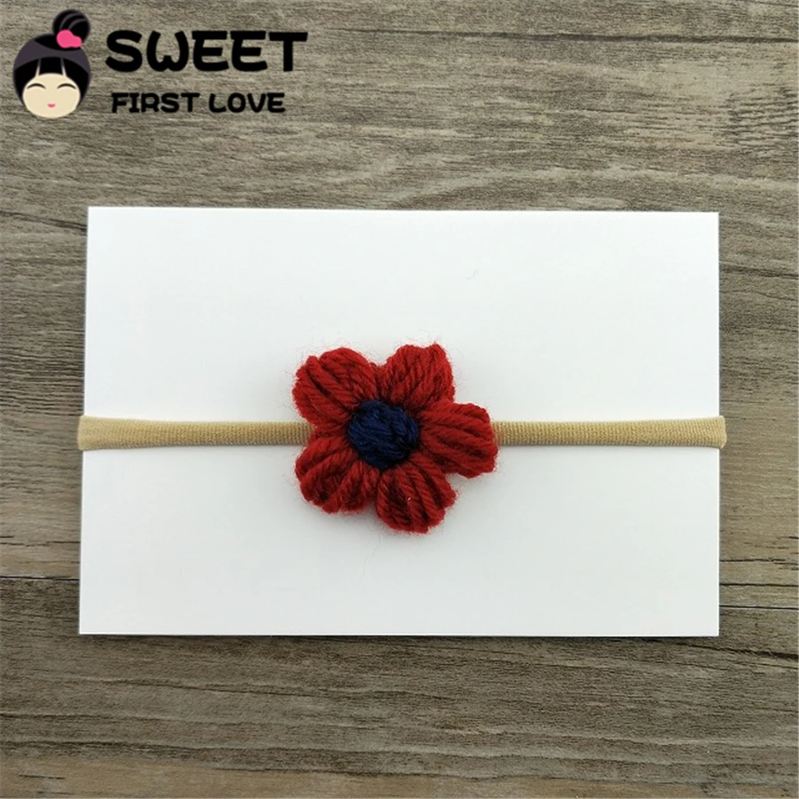 4 шт./компл. свитер с цветами шерстяные мягкие повязки на голову для девочек