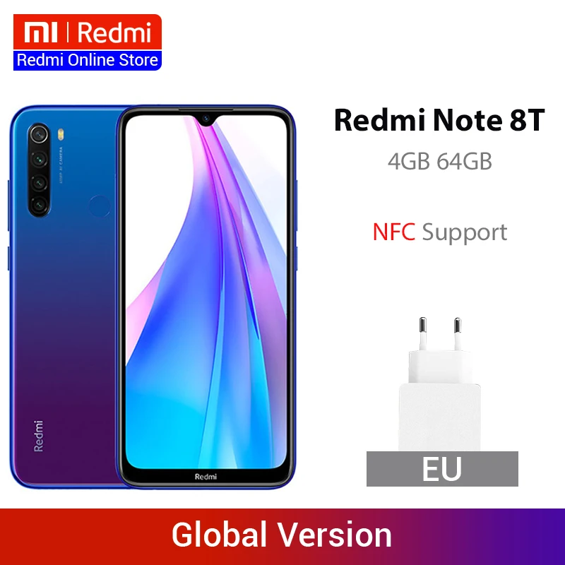 Смартфон Redmi Note 8T Восьмиядерный процессор Snapdragon 665 4 Гб 64 ГБ 48 МП экран 6 3 дюйма 4000