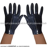 black short sexy latex gloves with zipper rubber mittens st 0053