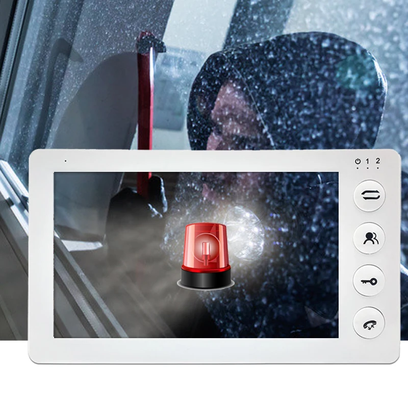 DragonsView 4 Units Apartment Intercom 7'' Wired Video Door Phone Monitors 1200TVL RFID Doorbell IR Night For Home Security |