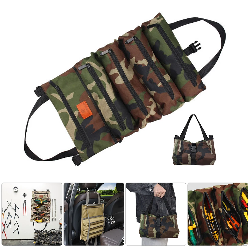 

Roll Up Tool Bag Roll Tool Roll Multi-Purpose Tools Roll Up Bag Wrench Roll Pouch Hanging Zipper Carrier Tote Portable Storage