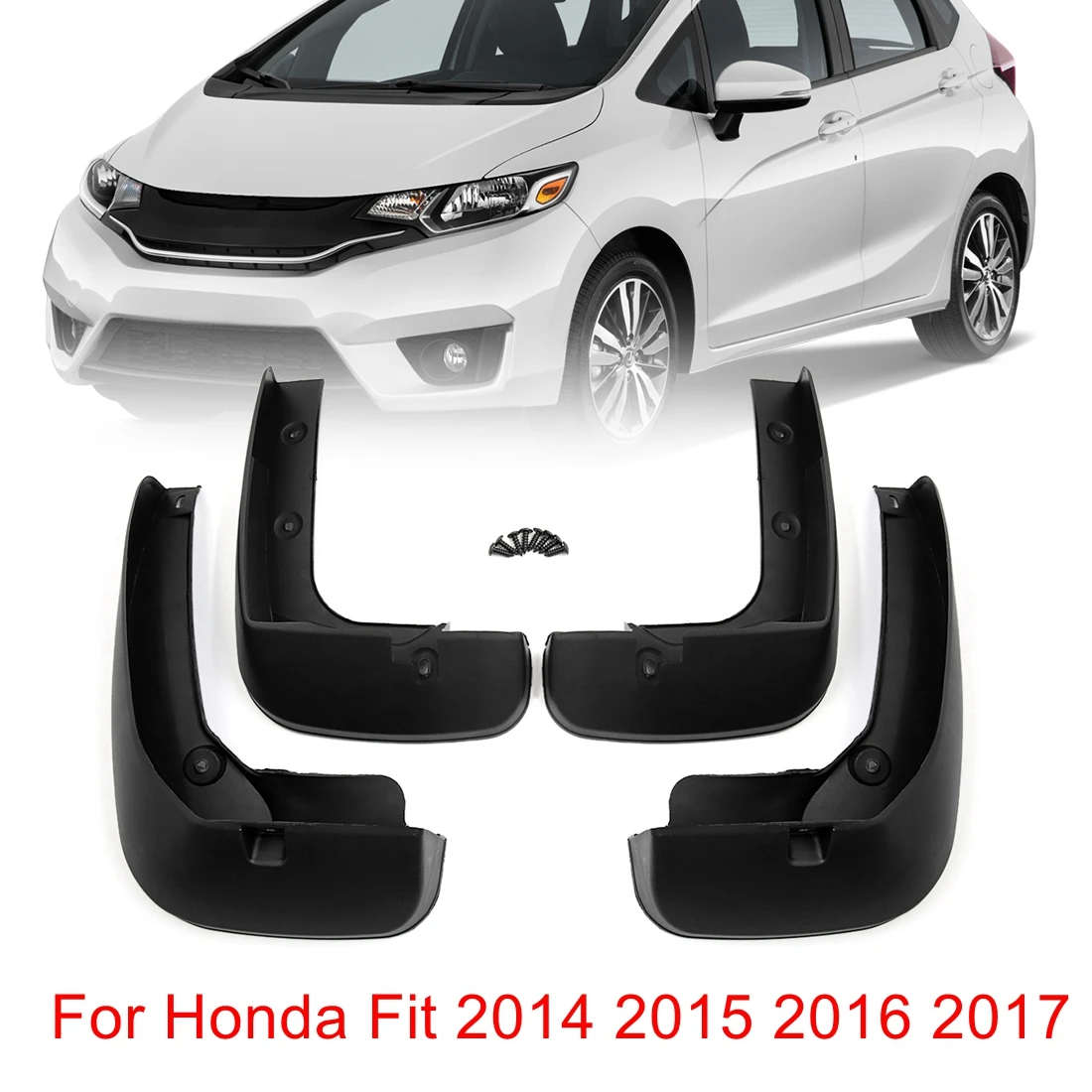 For Honda Fit 14-17 X AUTOHAUX 4 шт. черный пластиковый автомобиль переднее заднее крыло брызговики, Брызговики Набор для Honda Fit 2004 - Цвет: For Honda Fit 14-17
