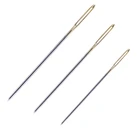 Швейная игла для кожевенного ремесла, острый инструмент с круглой тупый головкой и заостренной призмой для вышивки, шитья, большие иглы с золотым хвостом