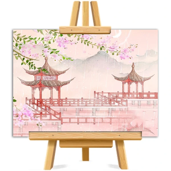 

Chinese lake garden walkway Picture DIY Painting By Numbers Colouring Zero Basis HandPainted Oil Painting Unique Gift Home Decor