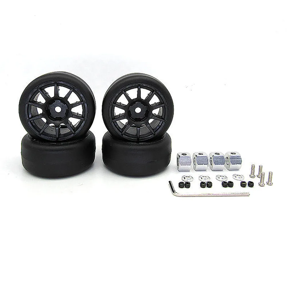 

4pcs Wheel Rims Tire Tyre Drift Tire Bald Tire M Car Tires with Adapter for WPL D12 RC Truck Car Parts Accessories