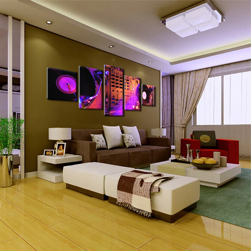 Холст картины стены Художественная рамка домашний Декор 5 шт. диджей ночной клуб