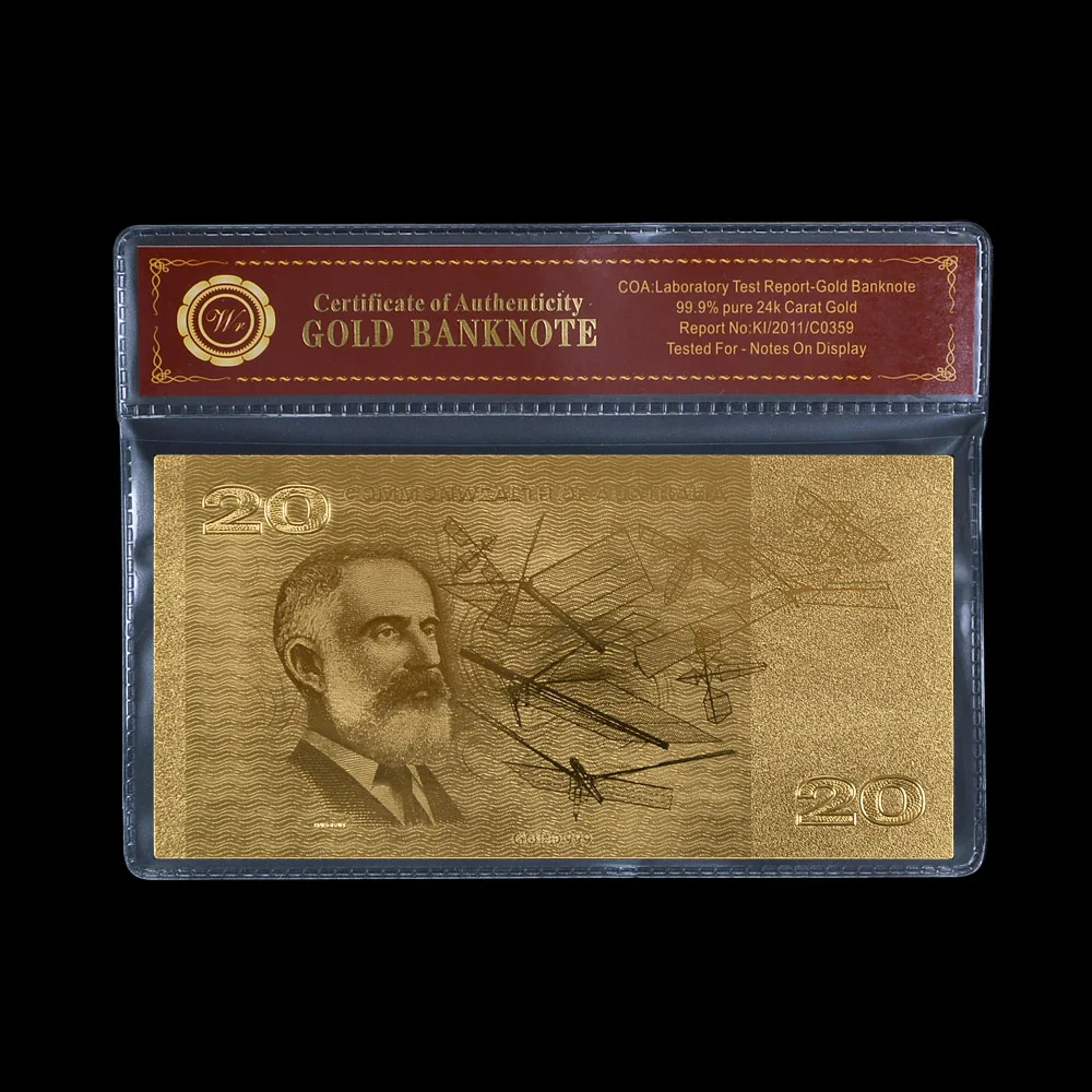 Поддельные деньги WR золотые 20 долларов австралийские банкноты с пвх рамкой