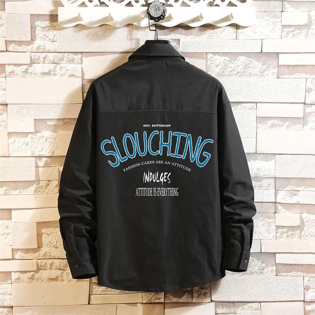 Мужская весенне-Летняя Повседневная тонкая рубашка с принтом и длинным рукавом