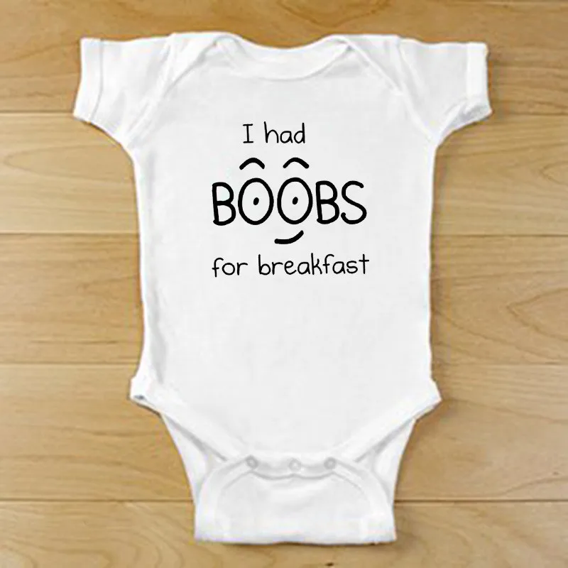 Боди для новорожденных с надписью I Had Boobs For завтраком одежда короткими рукавами