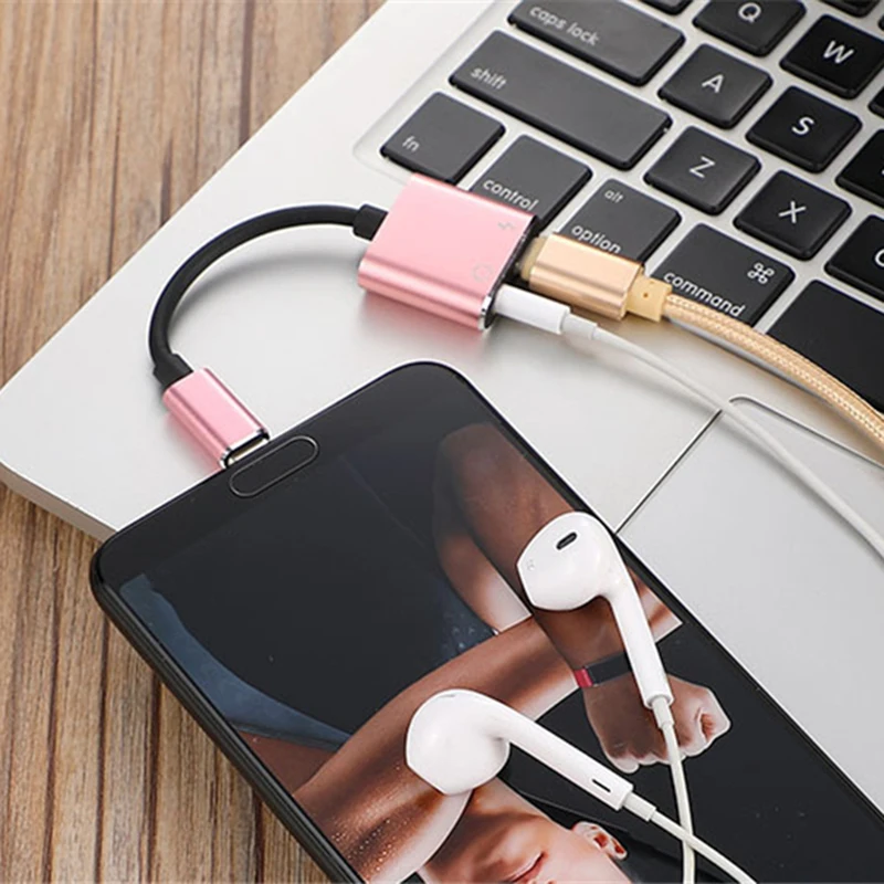 Тип C адаптер с разъемом подачи внешнего сигнала Aux USB Type до 3 5 мм разъем для