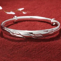 sa silverage silver bracelet female 30g vintage women mothers day flower leaves 999 9 silver bracelet solid gift for mother