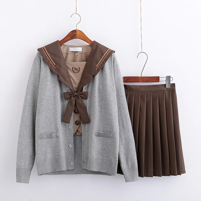 

Japanese High School Uniform JK Fashion Girl College Style Student Anime Skirt Pleated Sailor Dress Set Academic Joshi Gakusei