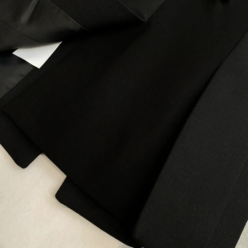 

DEAT 2021 New Spring spring Fashion Casual Black Long Sleeve Hollow-out Slim High Waist Blazer Coat For Women SF199