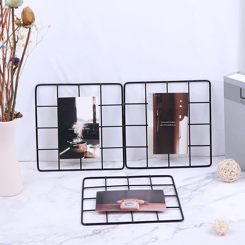 

Home & Living Photo Displaying Holder DIY Photo Frame Postcards Racks Mesh Wall Mounted Grid Photo Shelf Shelf Post DIY Racks