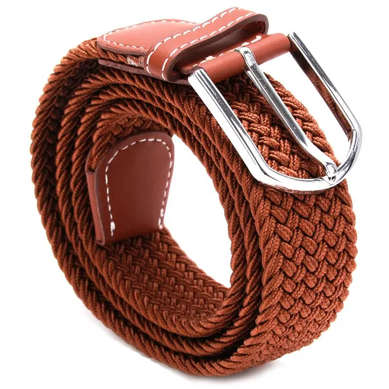 

New Fashion Men Elastic Knitted Belt Metal Buckle Waist Strap Waist Support High Quality Military Army Tactical Belt 6 Colors