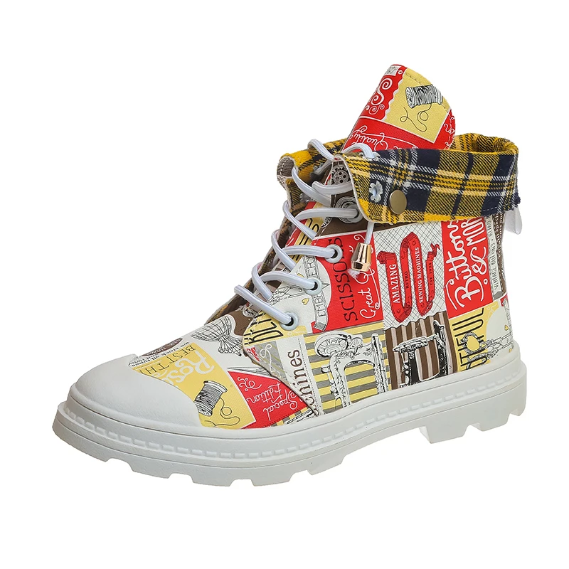 Кроссовки женские высокие на шнуровке Вулканизированная подошва Повседневная