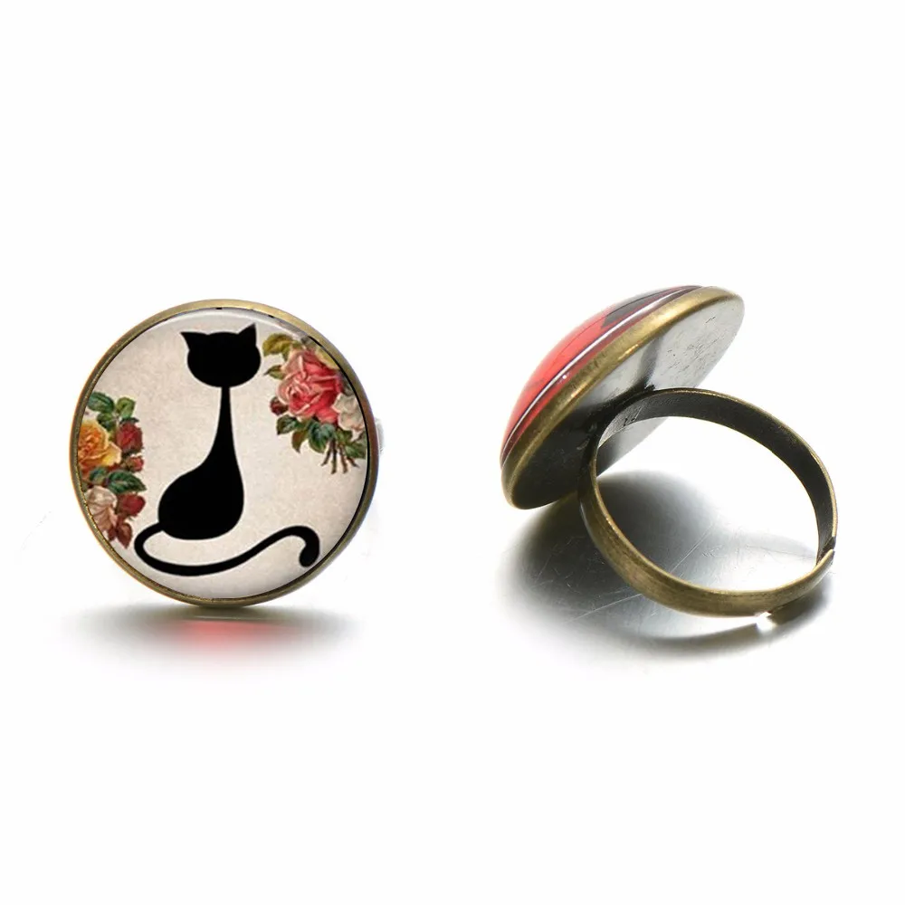 SONGDA милый котенок и зонтик Lover стекло Кольца с кабошоном для женщин обручальное