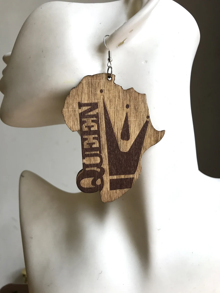 Новое поступление модные деревянные серьги капельки с картой Африканской