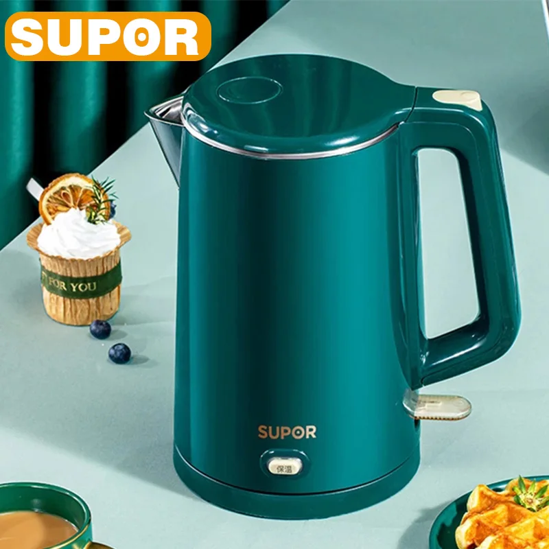 

Электрочайник SUPOR, 1,5 л, функция сохранения тепла, защита от сухости, портативный чайник из нержавеющей стали, чайник для воды, кухонная техни...