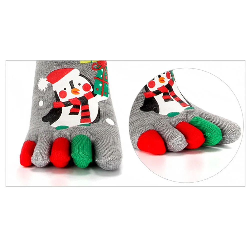 1 пара осенне зимние теплые рождественские носки с пальцами пятью новинка