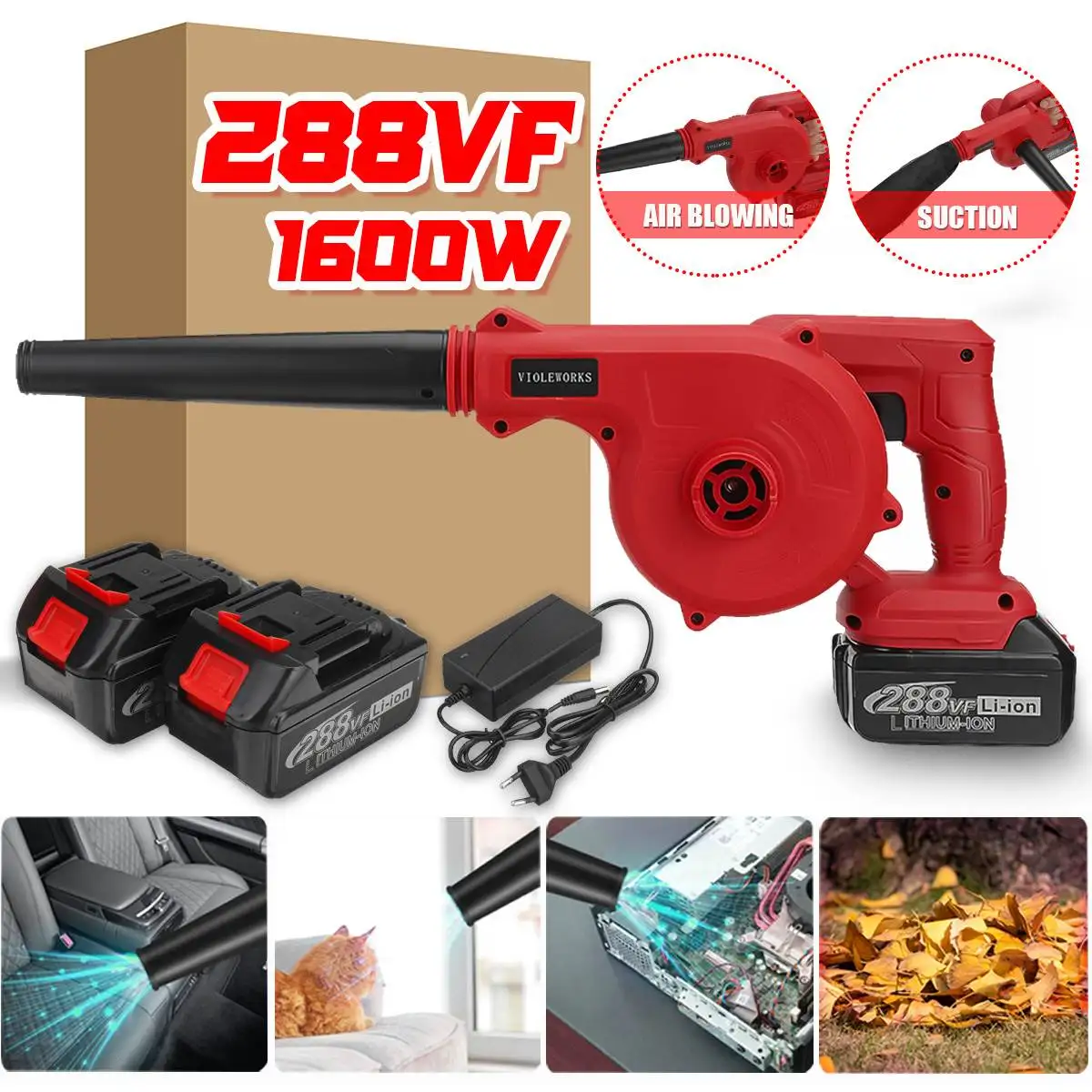 

1600 Вт 18 в 2 в 1 беспроводной электрический воздуходувка пылесос 288VF выдувание и всасывание листьев пылесборник для батареи Makita