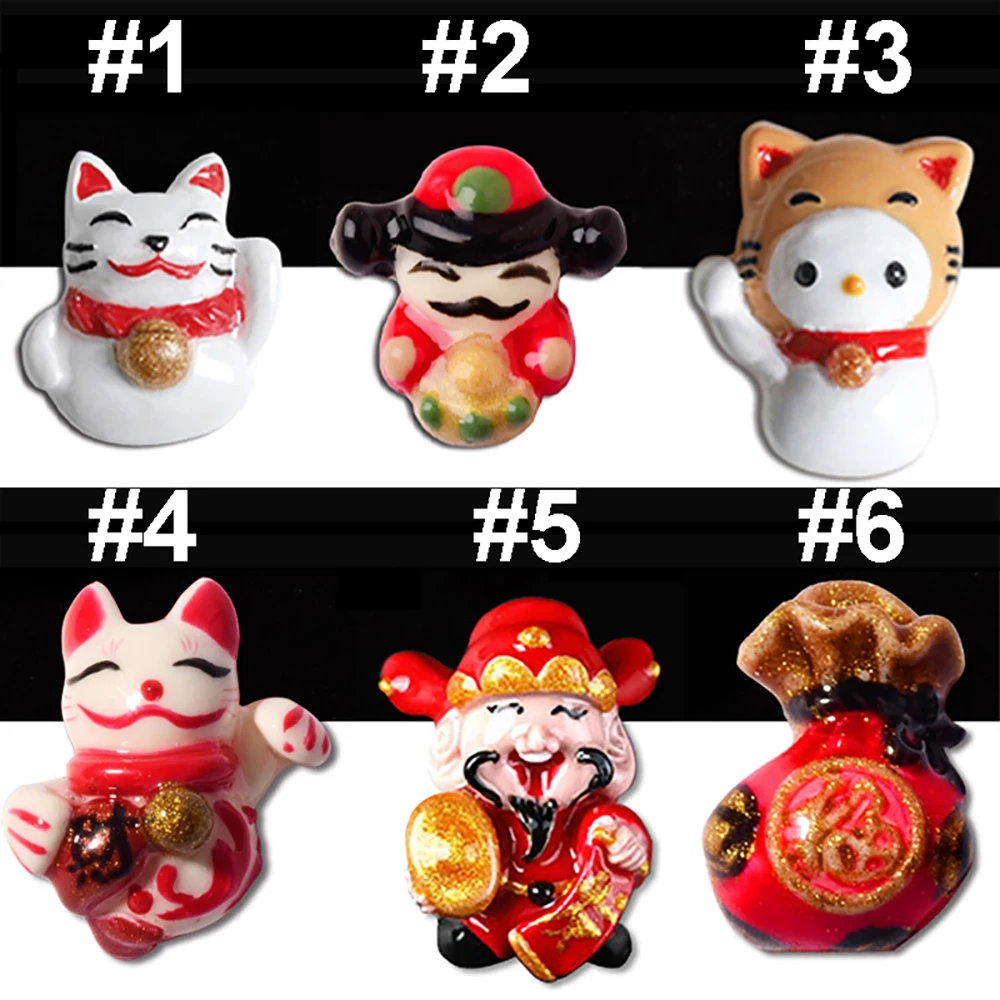 

Lucky Cat God of Wealth DIY Nail Art Templates 3D Silicone Stencils Chinese Style Nail Mold