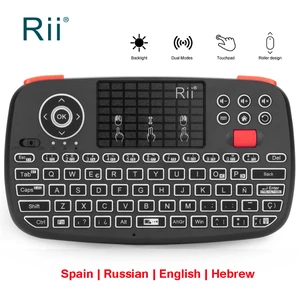 Беспроводная клавиатура Rii i4 с подсветкой, мини-клавиатура с Bluetooth, 2,4 ГГц, русскаяанглийскаяиспанская раскладка, для WindowsAndroid