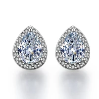 megin d silver plated luxury full zircon waterdrop crystal stud earrings for women wedding couple friends gift fashion jewelry