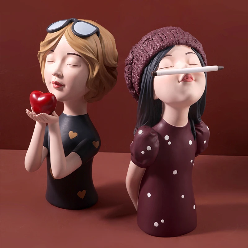 

2021 New Nordic Saucy Girls Figurine Suitable Figure Arts Sculpture Decor Resin Craft Home Decoration Accessories