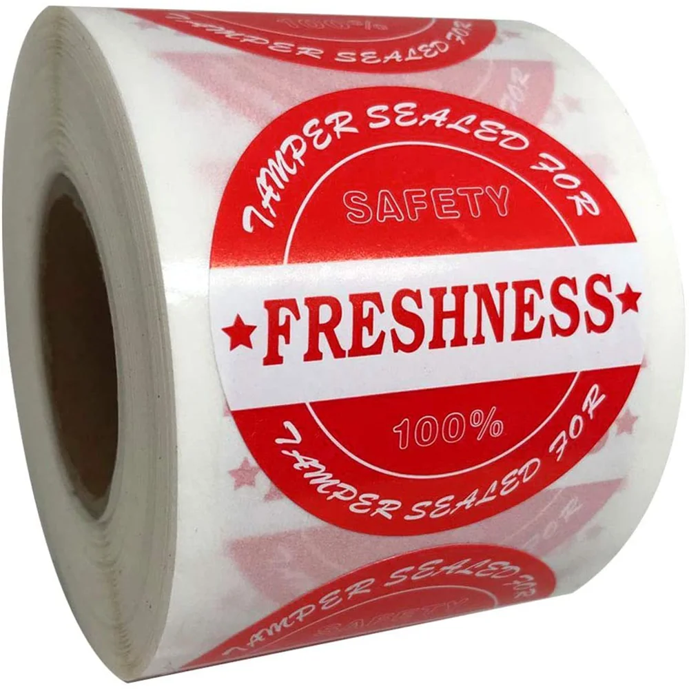 

Food Delivery Tamper Evident Stickers Sealed for Freshness Labels 2 Inch Red Round Adhesive Stickers for Remained Unopened 500