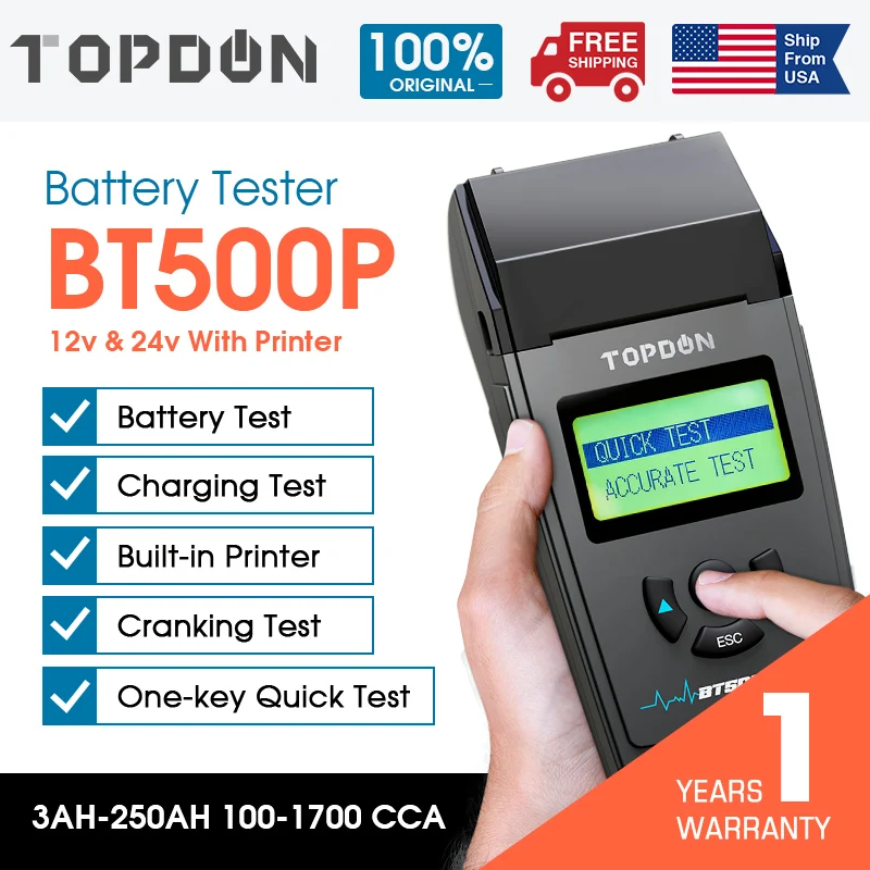 TOPDON BT500P 12В 24В автомобильный аккумулятор тестовый er с для принтера тест нагрузки