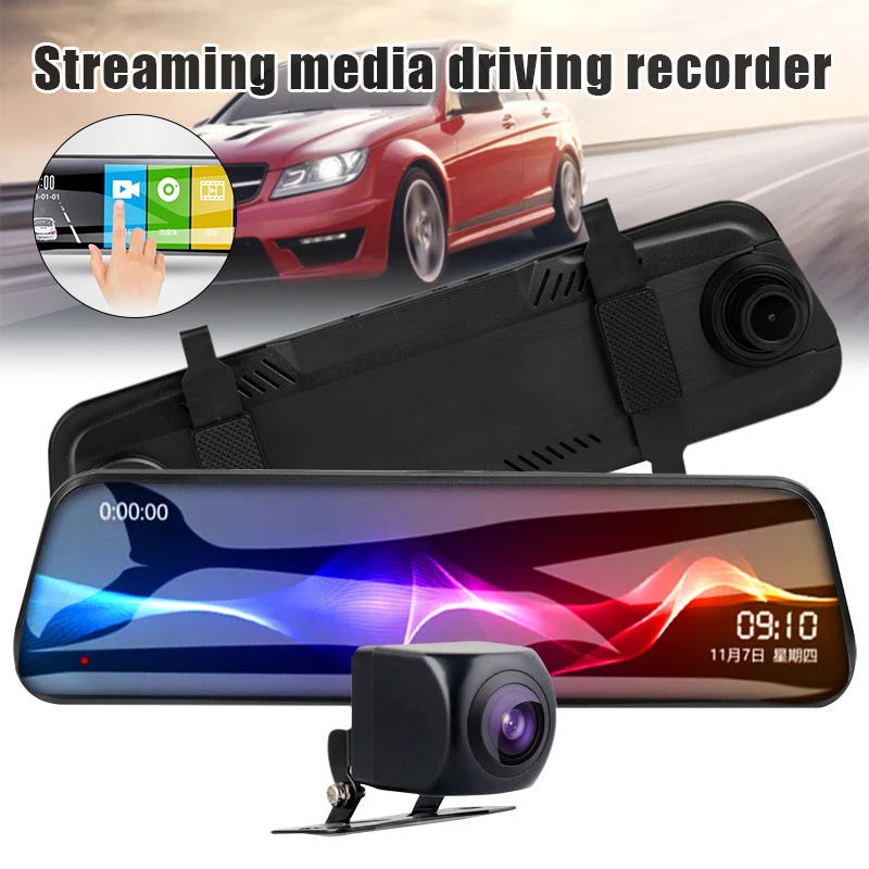 

Car Dash Cam Rear-cam Smart Mirror Full Touches Screen 10-Inch Streaming Media Rearview Mirror Driving Recorder GK99