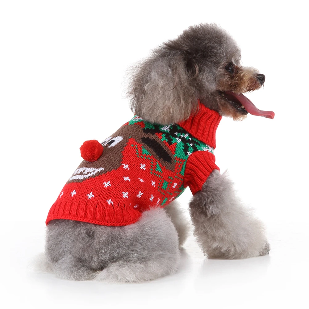 Свитера для маленьких собак одежда щенков зимний костюм с принтом лося теплый