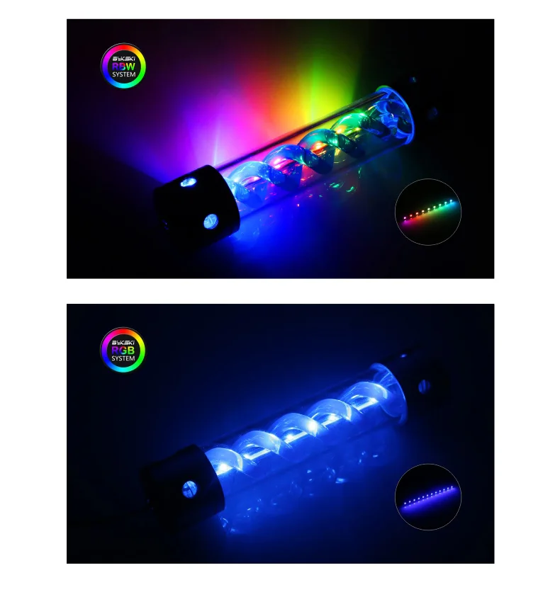 

BYKSKI Length 180MM X 50MM Acrylic Double Helix T-Virus Cylindrical Water-Coolant Tank 6 holes Reservoir Black Cover Light