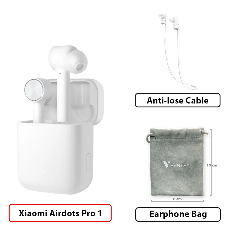 1Add Cable Bag Xiao mi Airdots Pro TWS беспроводные наушники mi True беспроводные Bluetooth наушники ANC переключатель ENC HD управление нажатием для IOS Android - Цвет: 1Add Cable Bag