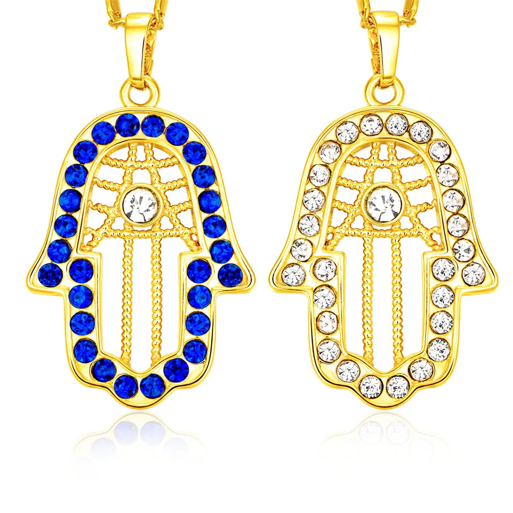 

Hand of Fatima Pendant Gold Color Unisex Women/Men Jewelry Pentacle Figure Hamsa Hand Necklace Wholesale