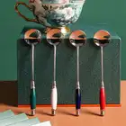 Винтаж Керамика Нержавеющаясталь Кофе ложка золото днем Чай десерт ЛАТТЕ Ложка фруктовые закуски вилка Кухня инструмент Чай ложка