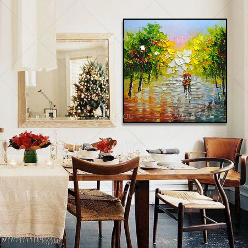 

Hand-painted Wall Pictures Romantic Rainy Day Oil Painting On Canvas Abstract Wall Art Decorative Paintings For Home Unframed