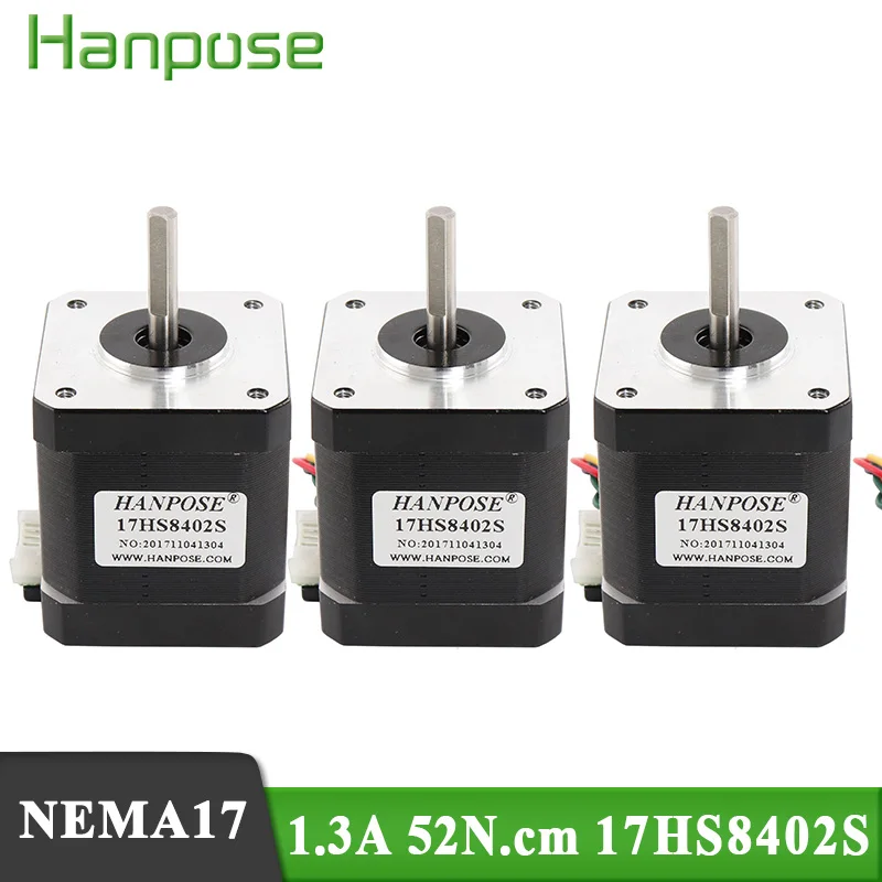 

Free Shipping 3 Pieces 1.3A 17HS8402S Nema17 Stepper Motor H48mm 52N.cm 42BYGH48 2 Phase 4 Leads for CNC 3D Printer Step Motor