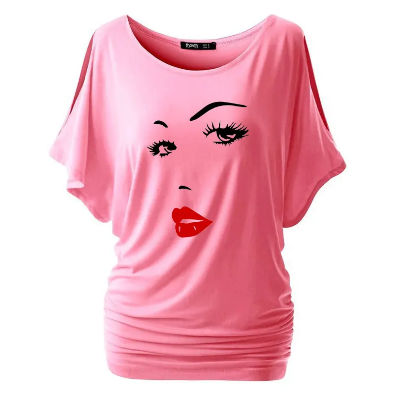Женские сексуальные футболки для салонов красоты лица губ Летний стиль короткий