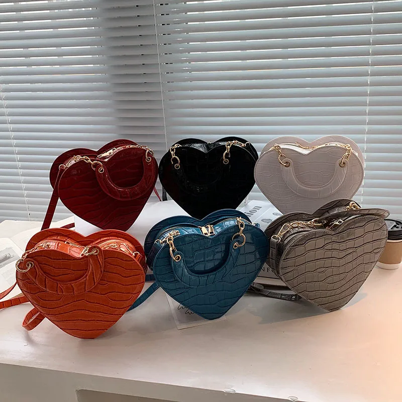 

Crocodile Pattern Pu Leather Tote Bag Ladies Love Heart Shape Shoulder Bags Designer Alligator Purse Women Luxury Brand Handbags