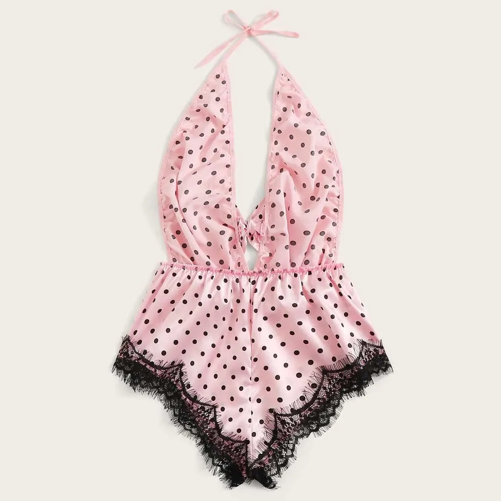 Женское летнее Кружевное боди в горошек с V образным вырезом| |