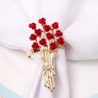 6pcs valentines day series rose flower napkin button napkin ring