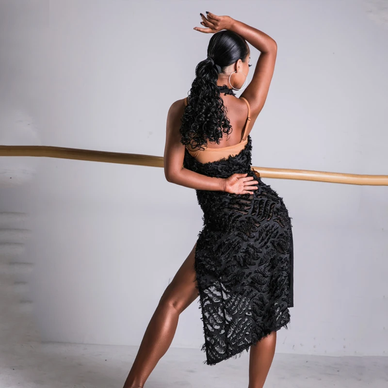 Латинское платье для танцев для женщин, соревновательный костюм, сексуальный комплект из двух предметов, юбка для практики, женский BI120.
