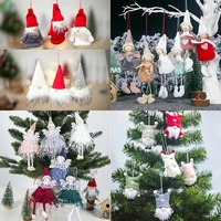1pcs lovely santa claus angel girl plush doll christmas tree hanging pendant kids xmas gifts toy xmas party decoration ornaments