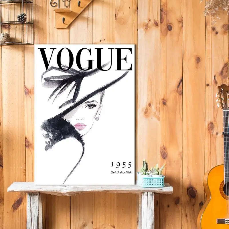 Goede Moderne Eenvoudige Art Canvas Cover Van Fashion Womens Tijdschrift Poster Wanddecoratie Gang Decoratie Kamer Decoratie 5Y