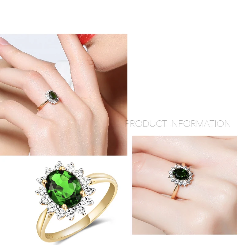 ENZO Natural Diopside 18K Pure Gold 2020 New Hot Selling Top Ring Women Heart Shape For Ladies Woman Genuine Jewelry | Украшения и