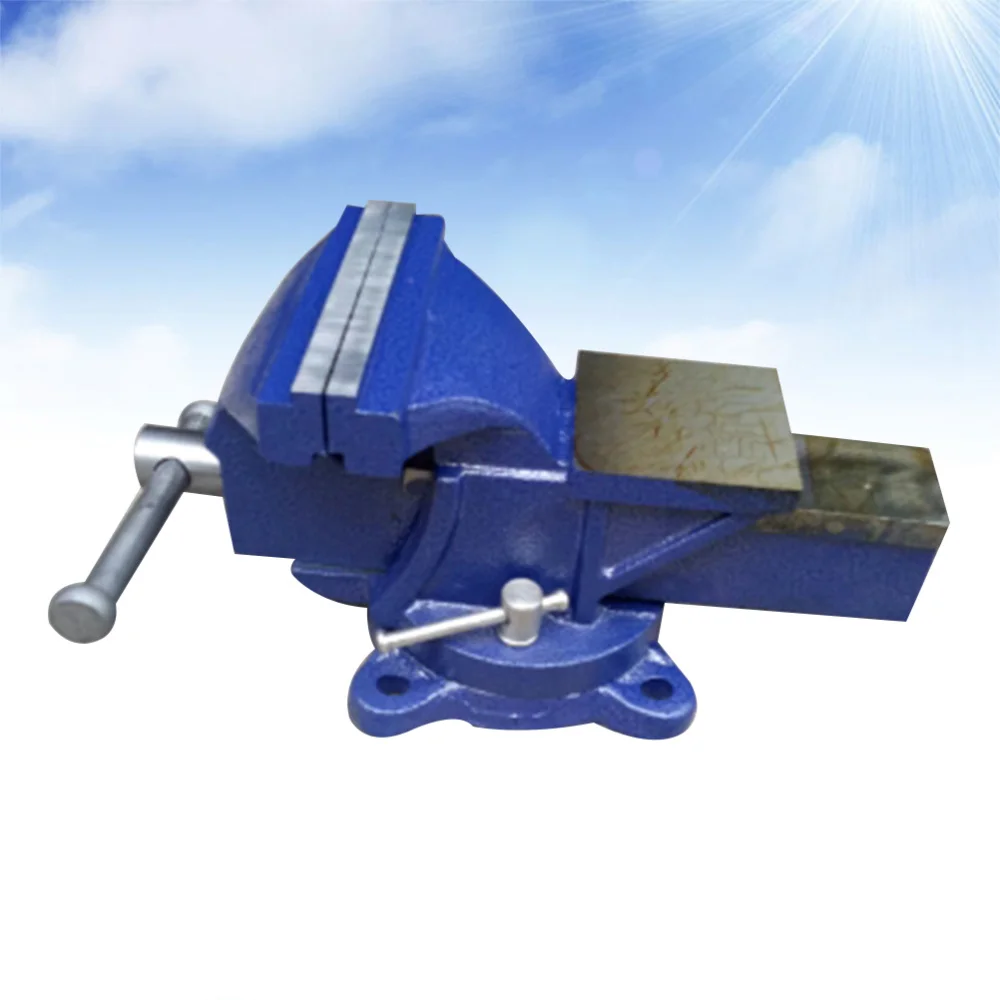 

Household Mini Flat Table Steel Vise Manual Bench Clamp for DIY Craft Jewelry Woodworking Carving Milling Vise - 4 inch (Blue)