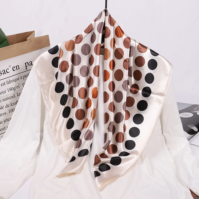 

Шарф в горошек из искусственного шелка, женский большой квадратный шарф в Корейском стиле, профессиональный декоративный шарф в горошек с в...