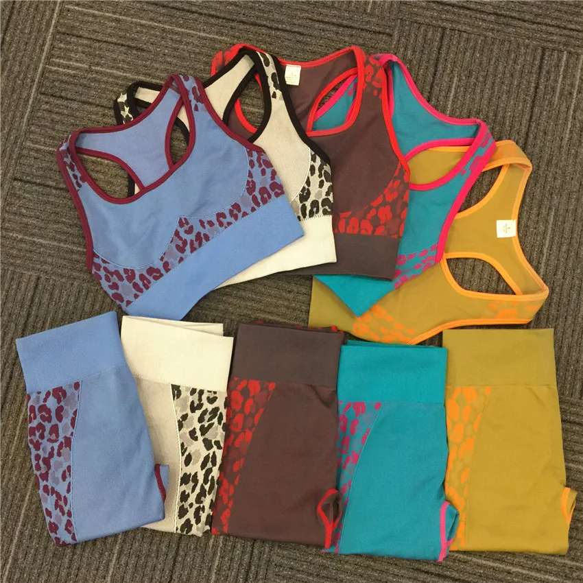 Женский леопардовый комплект для йоги из 2 предметов камуфляжные бесшовные